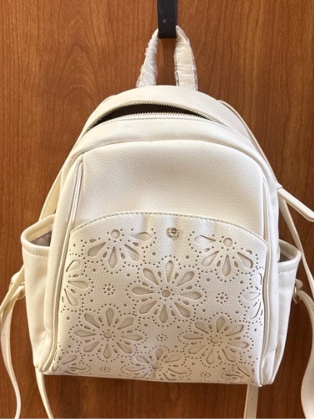New LC Lauren Conrad White Floral Laser-Cut Mini Backpack